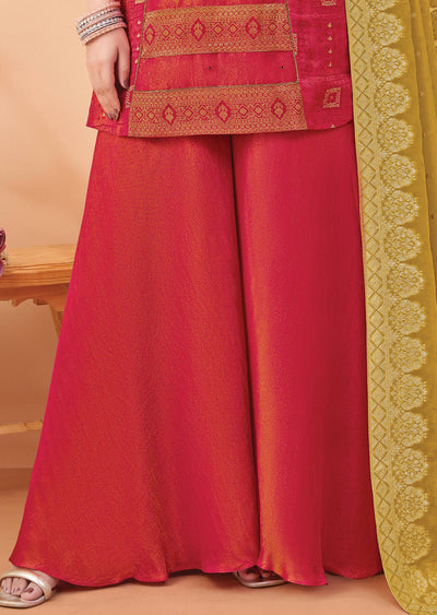 Pink Tissue Silk Straight Cut Suit