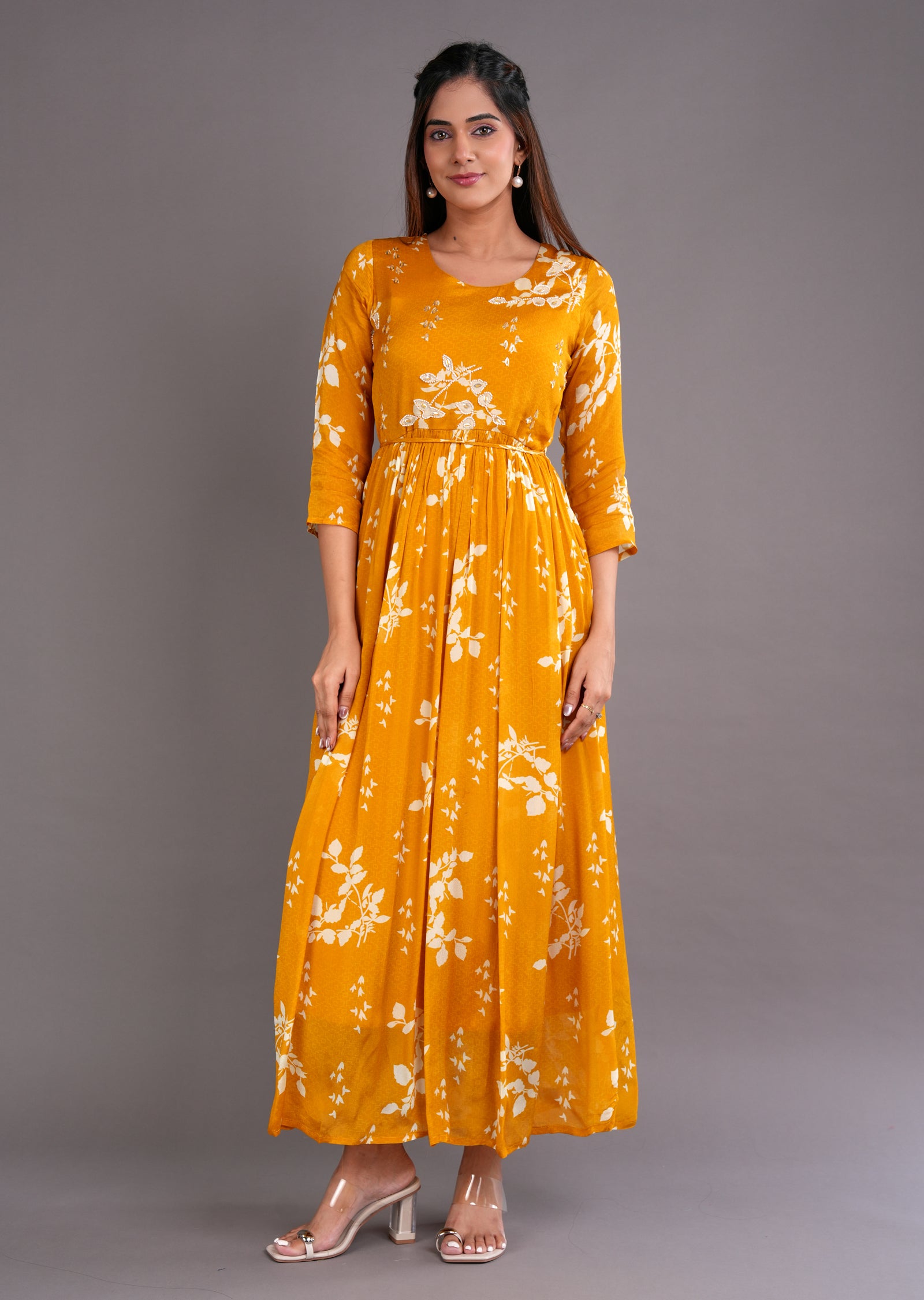 Mustard Chinnon Long Dress
