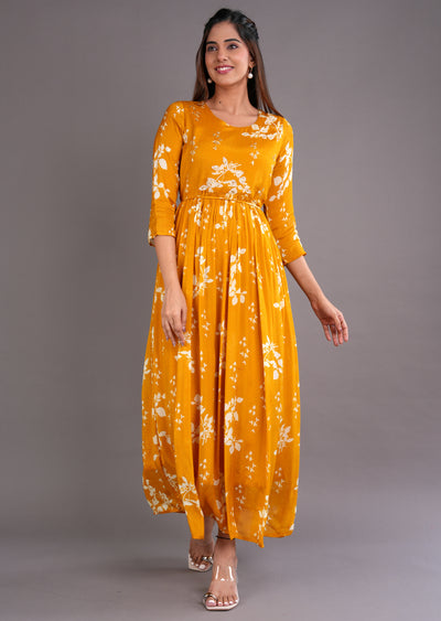 Mustard Chinnon Long Dress