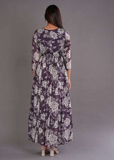 Wine Chinnon Long Dress