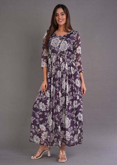 Wine Chinnon Long Dress