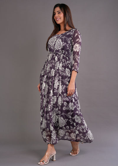Wine Chinnon Long Dress