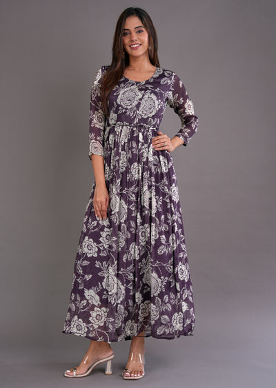 Wine Chinnon Long Dress