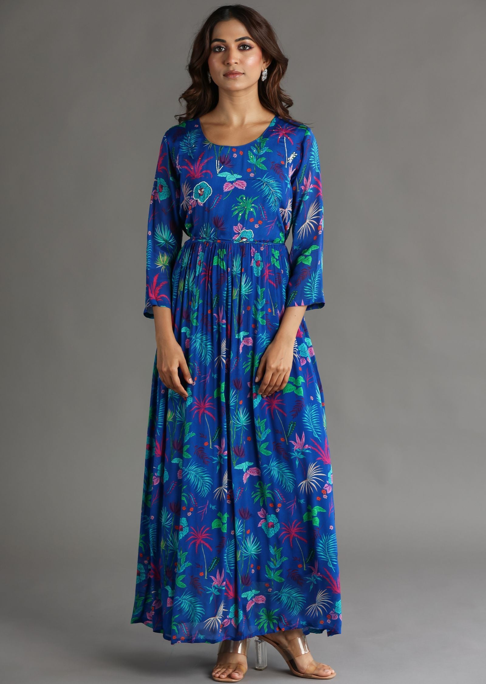 Royal Blue Chinnon Long Dress