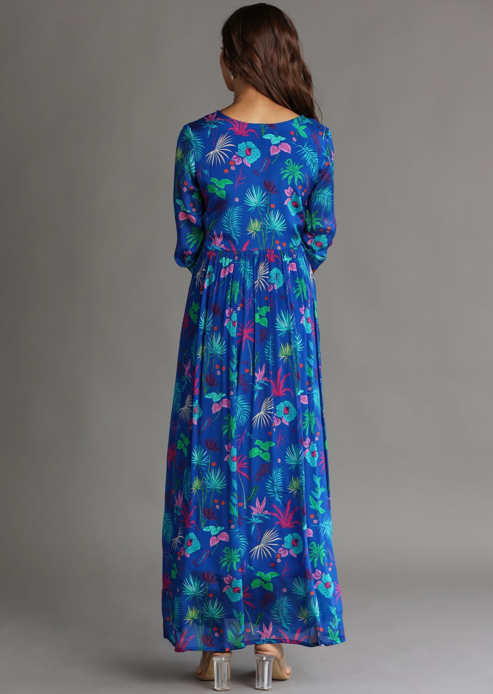 Royal Blue Chinnon Long Dress