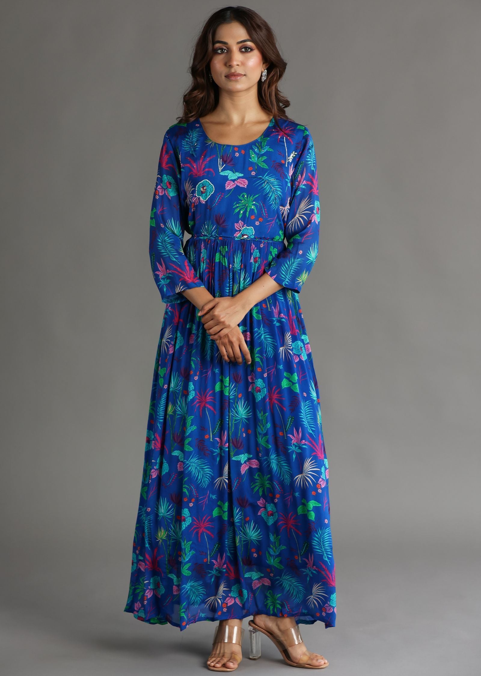 Royal Blue Chinnon Long Dress