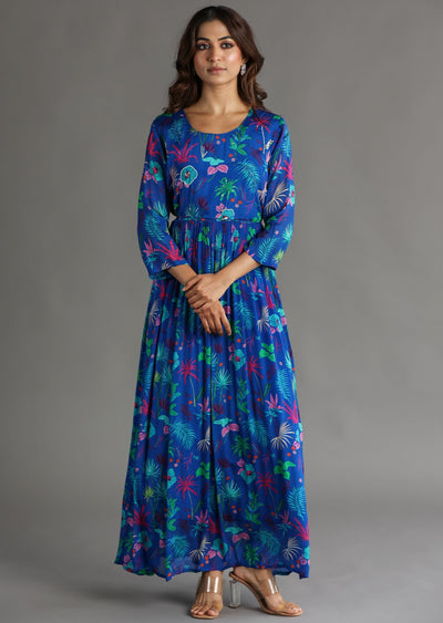 Royal Blue Chinnon Long Dress