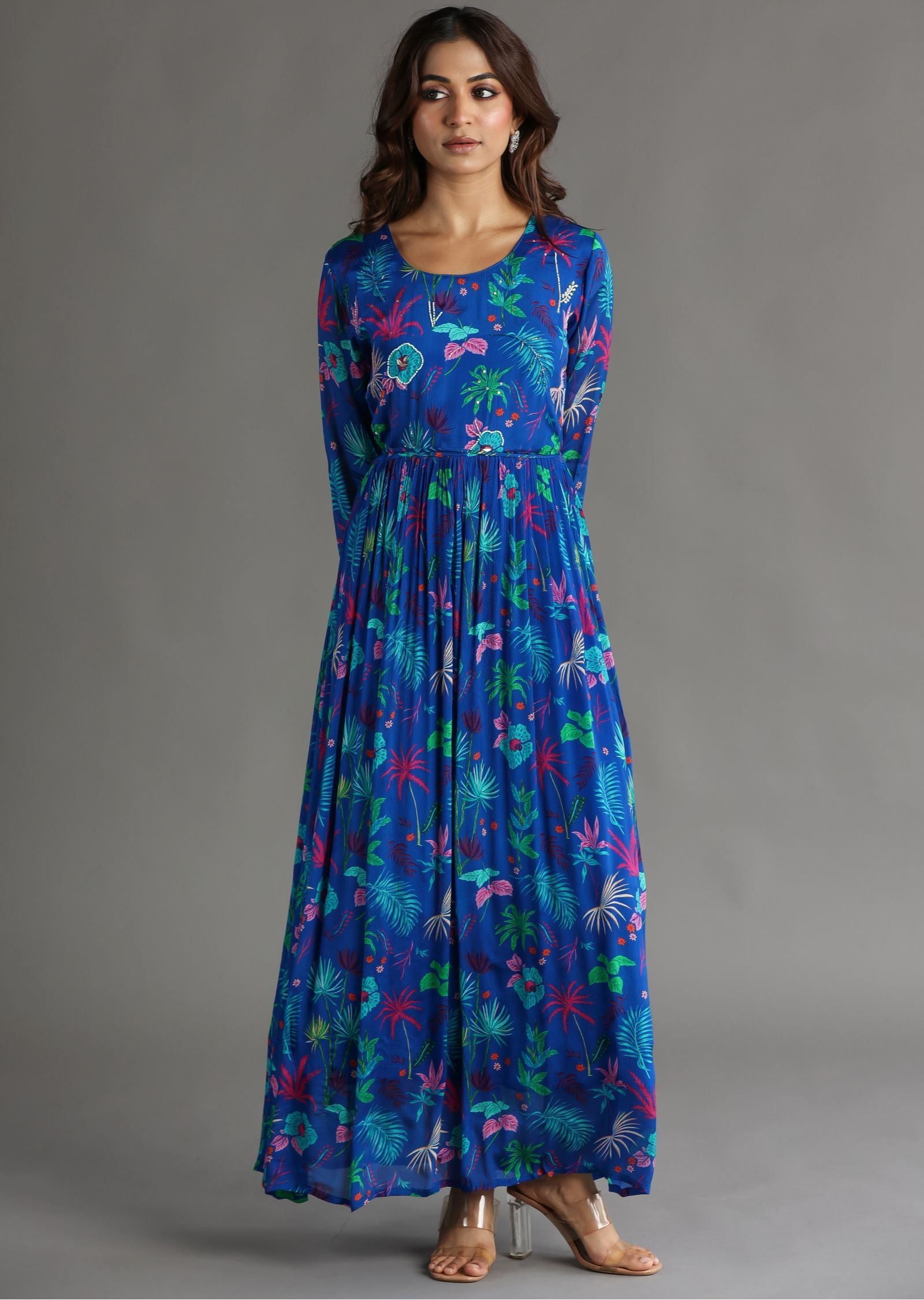 Royal Blue Chinnon Long Dress