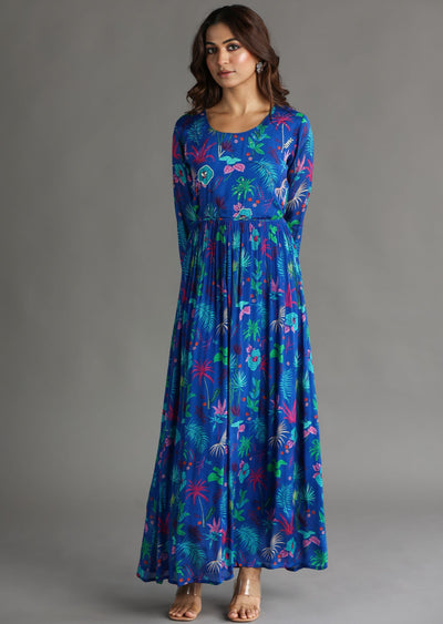 Royal Blue Chinnon Long Dress