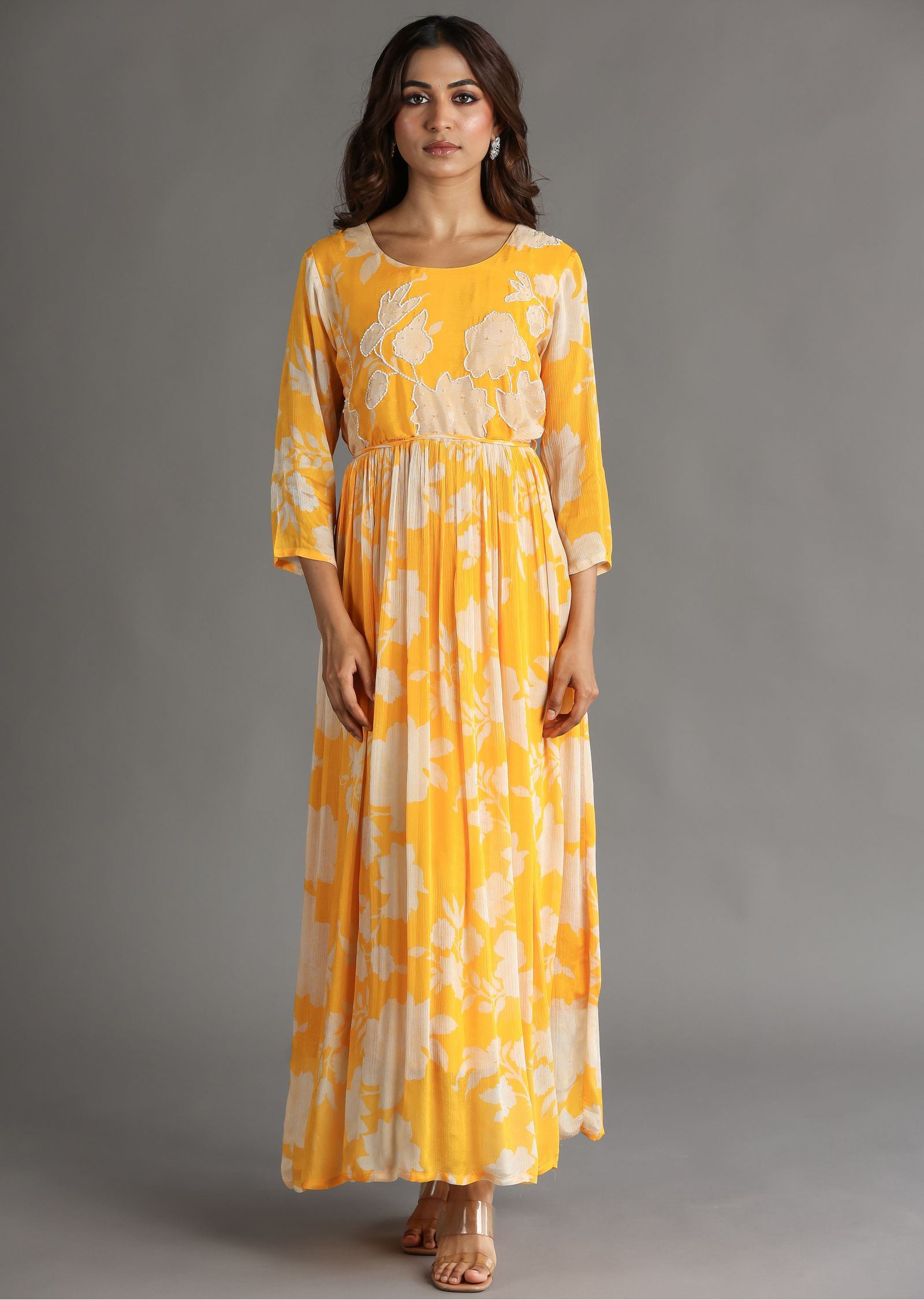 Light Orange Chinnon Long Dress