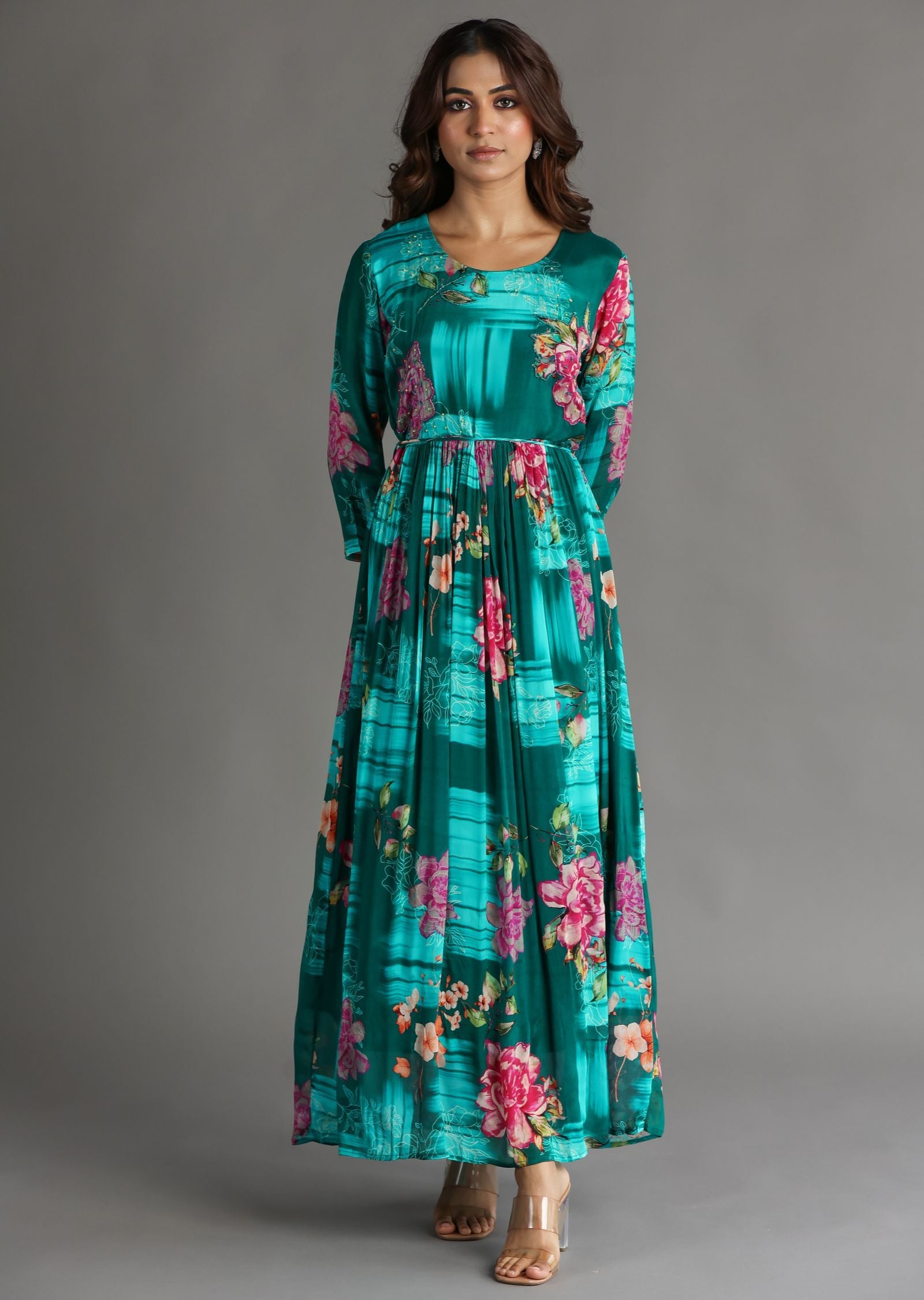 Green Chinnon Long Dress