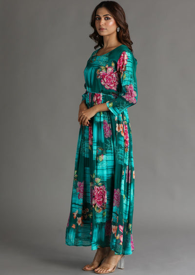 Green Chinnon Long Dress