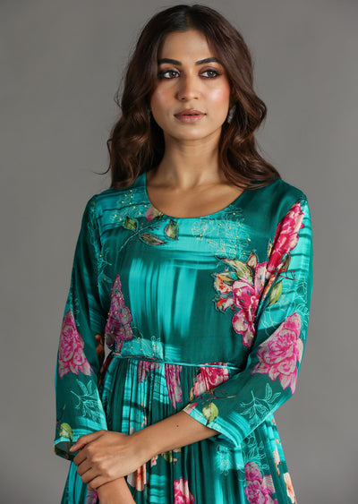 Green Chinnon Long Dress