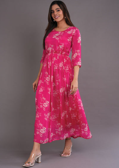 Rani Pink Chinnon Long Dress