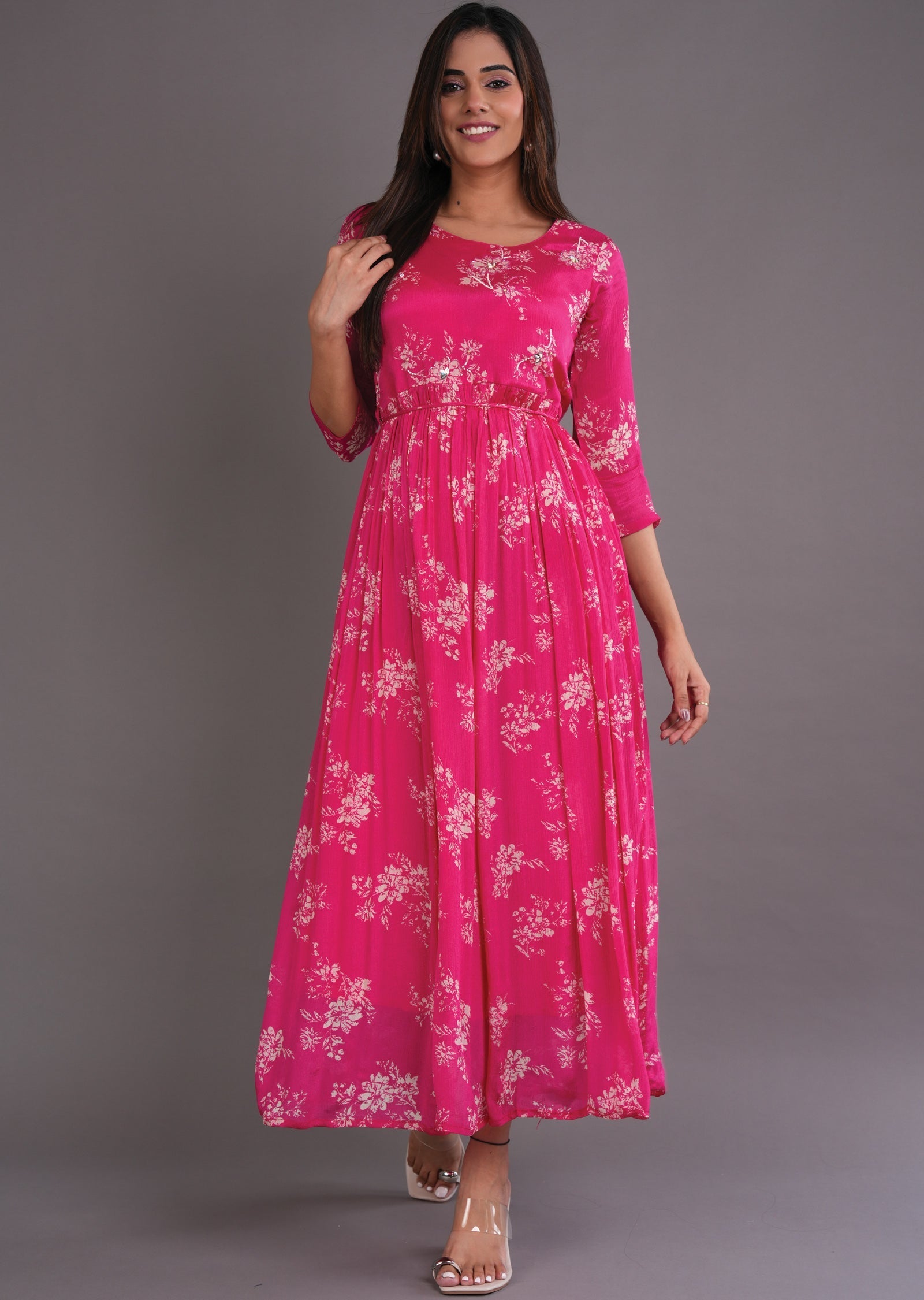 Rani Pink Chinnon Long Dress