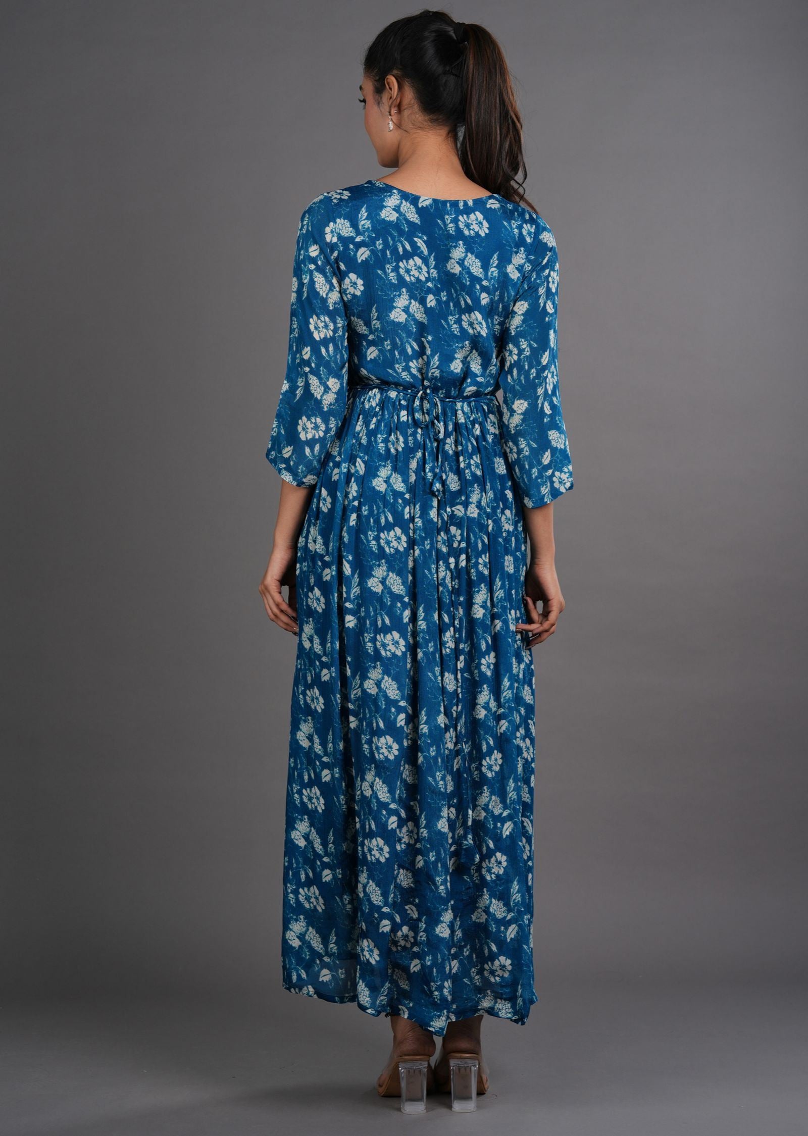 Rama Blue Chinnon Long Dress