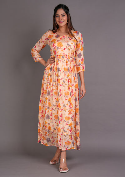 Peach Chinnon Long Dress