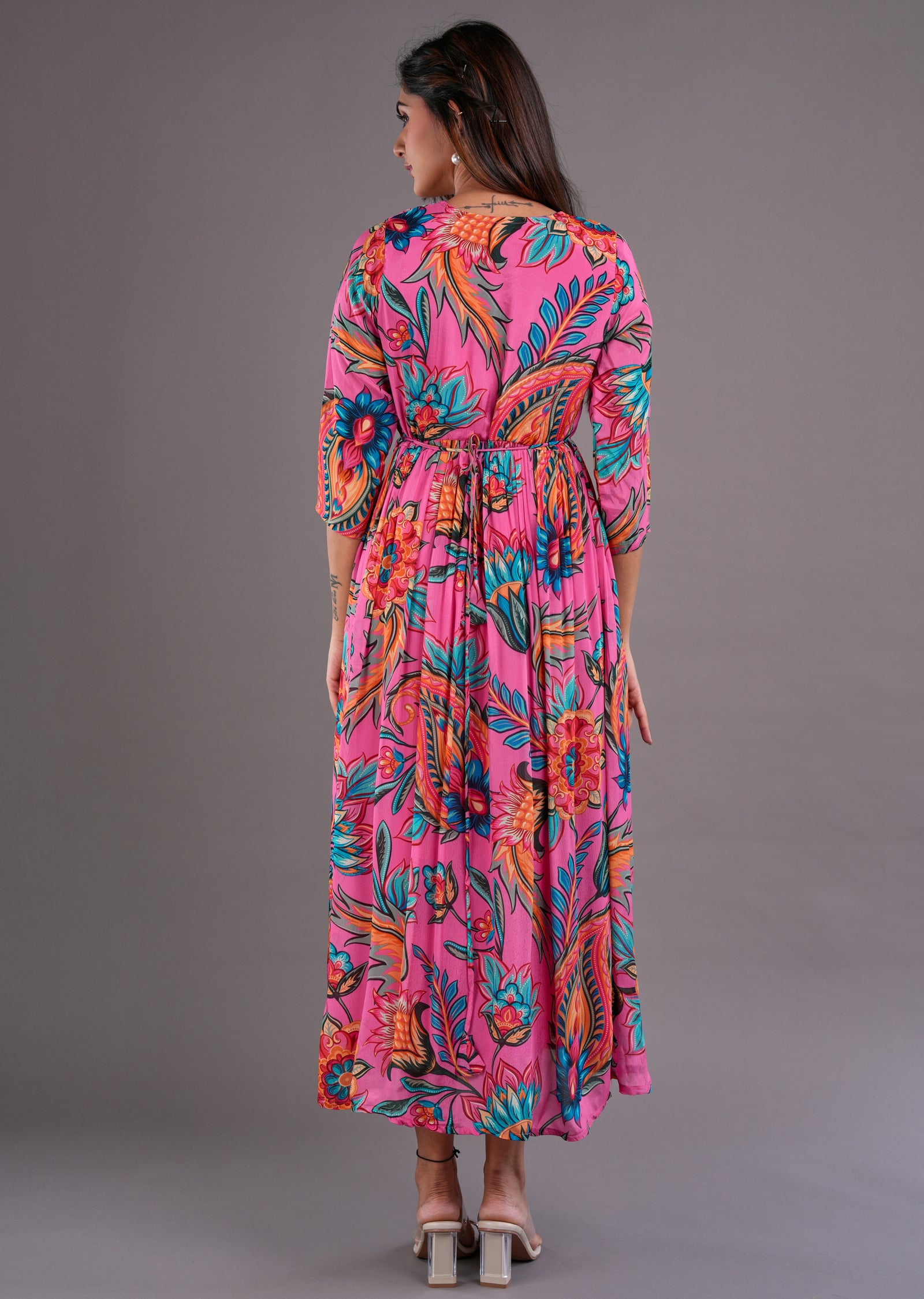 Pink Chinnon Midi Dress