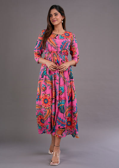 Pink Chinnon Midi Dress