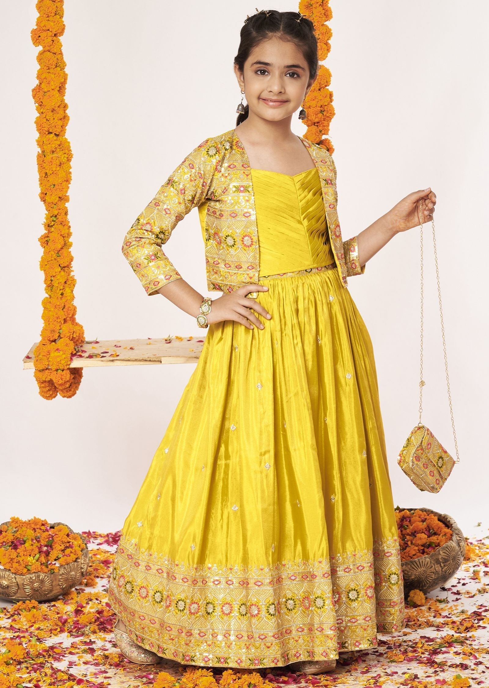 Yellow Tissue Lehenga