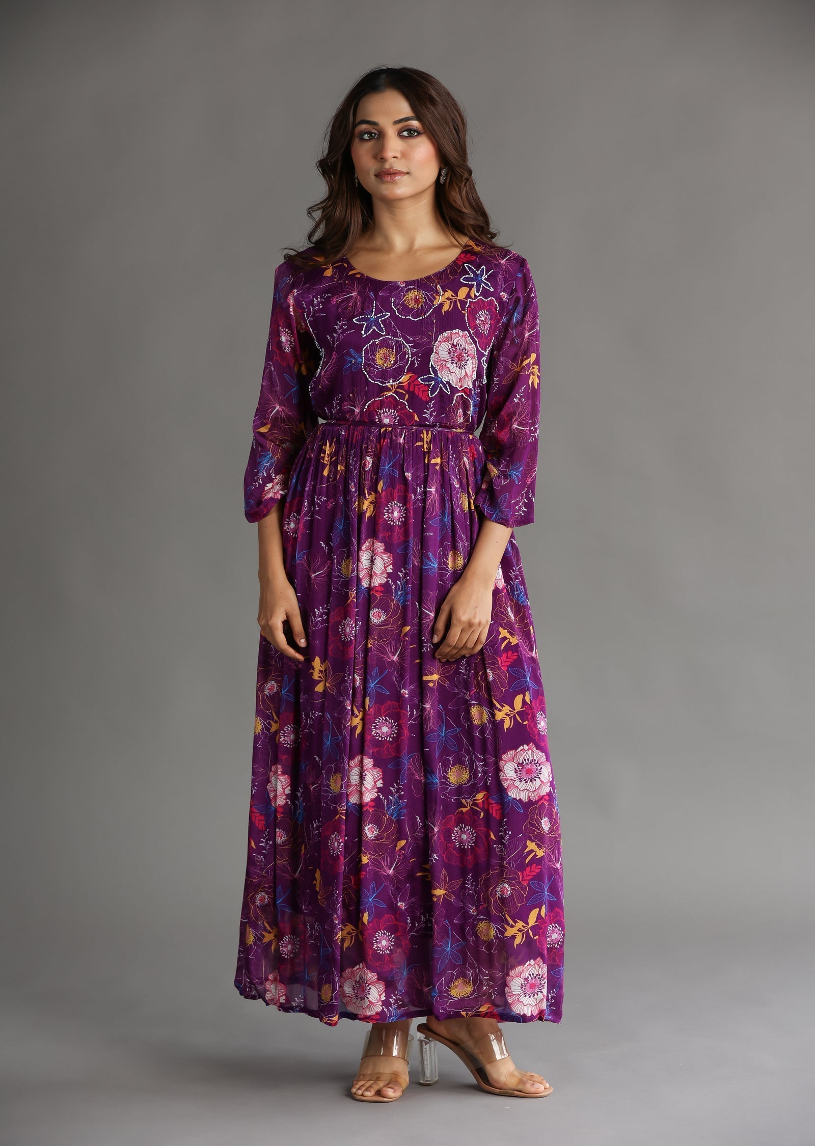 Purple Chinnon Long Dress