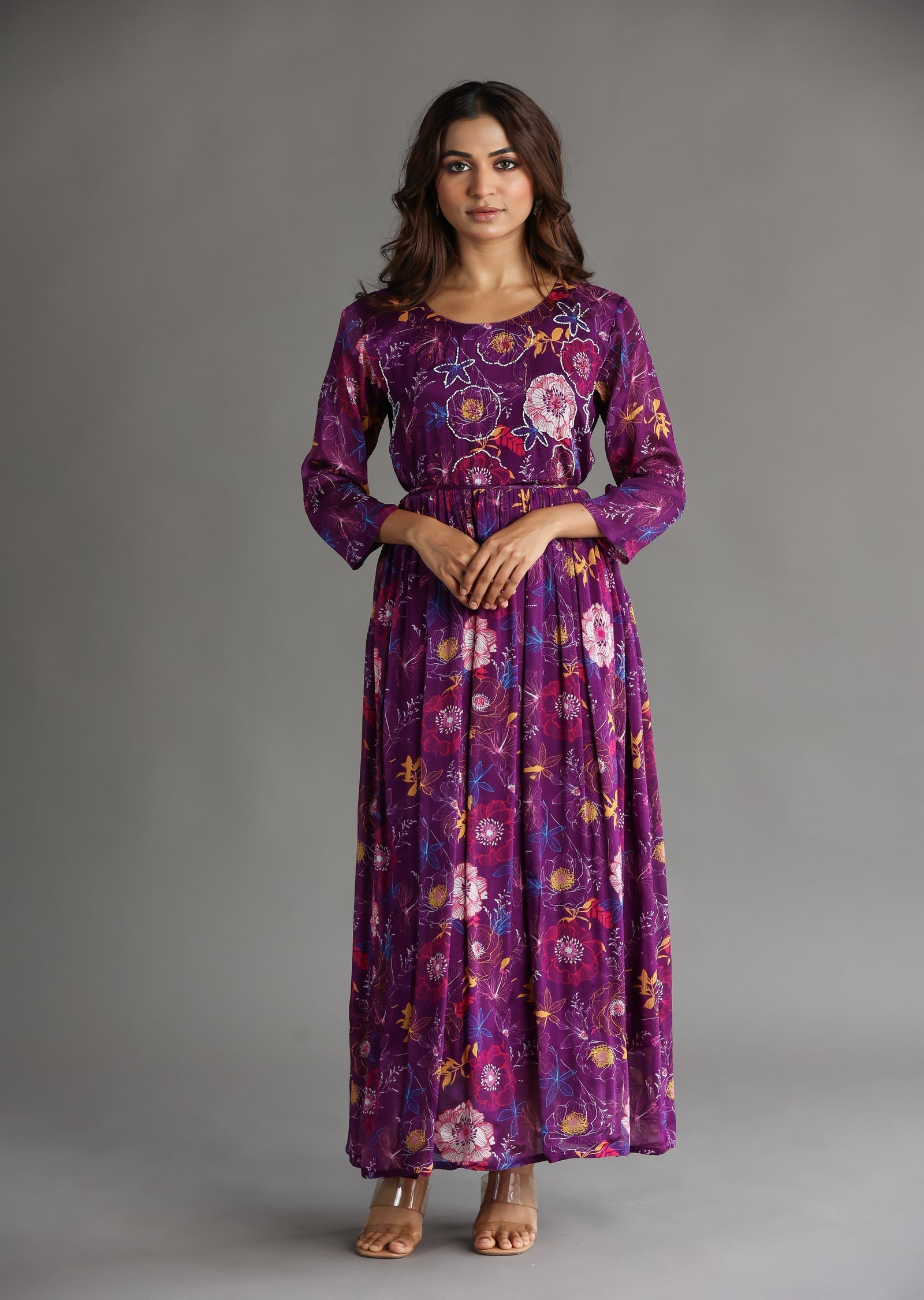 Purple Chinnon Long Dress