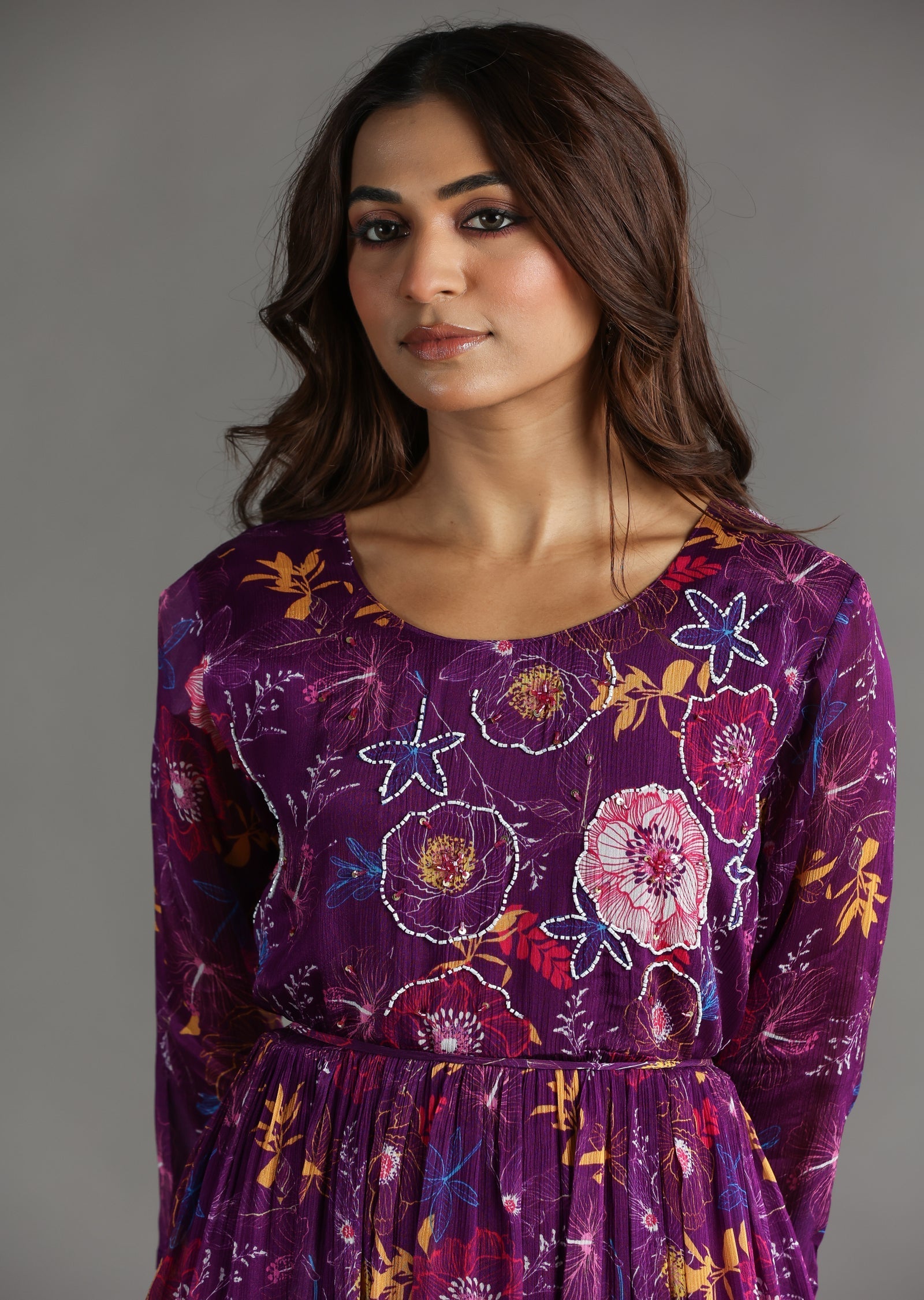 Purple Chinnon Long Dress