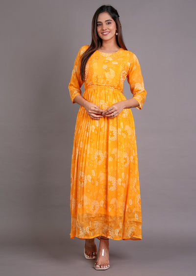 Light Orange Chinnon Long Dress