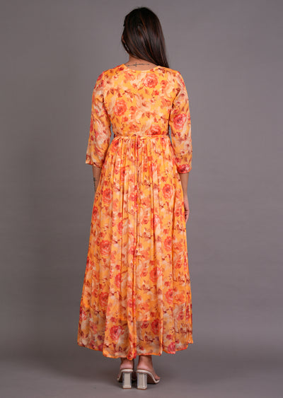 Light Orange Chinnon Long Dress