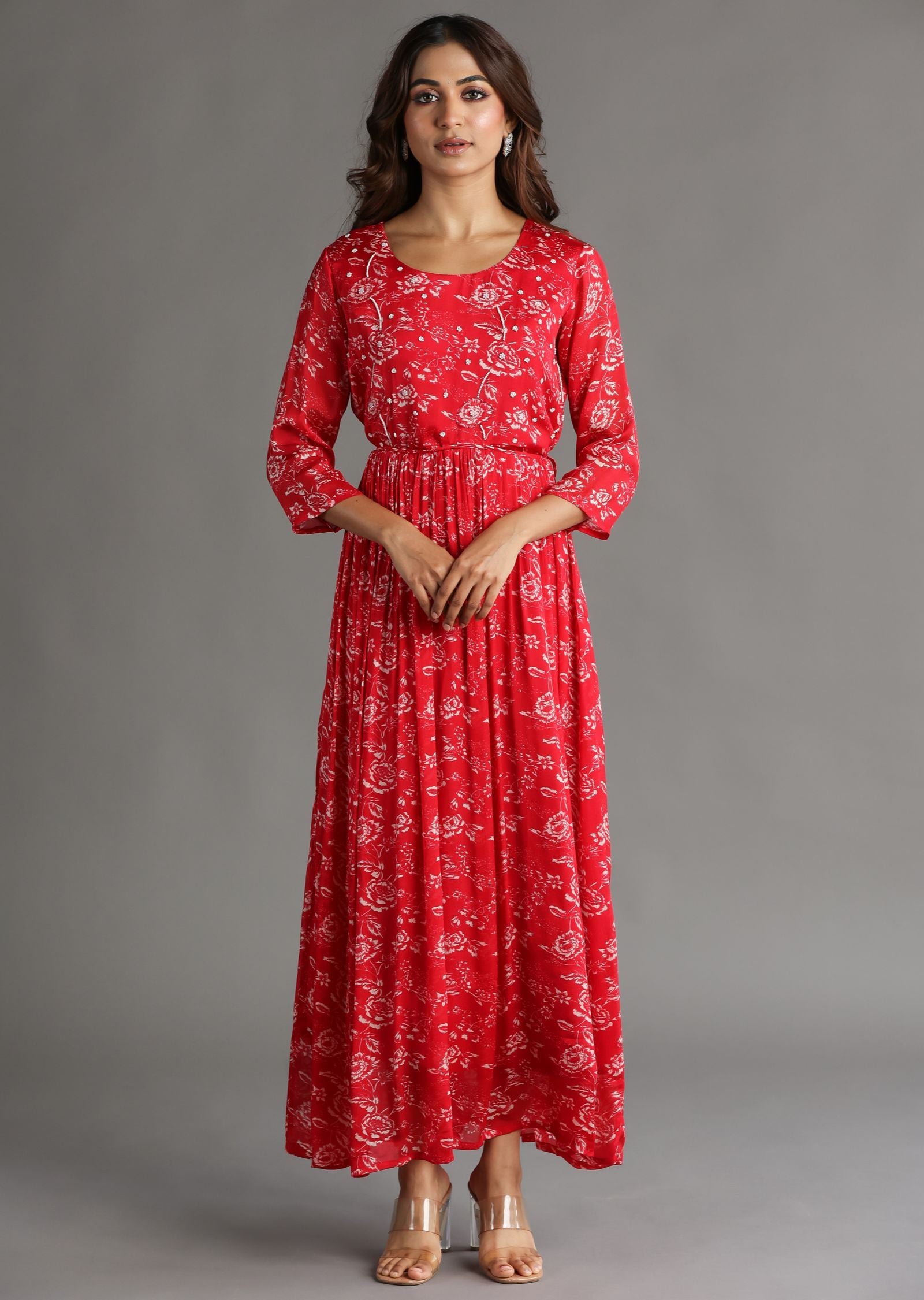 Red Chinnon Long Dress