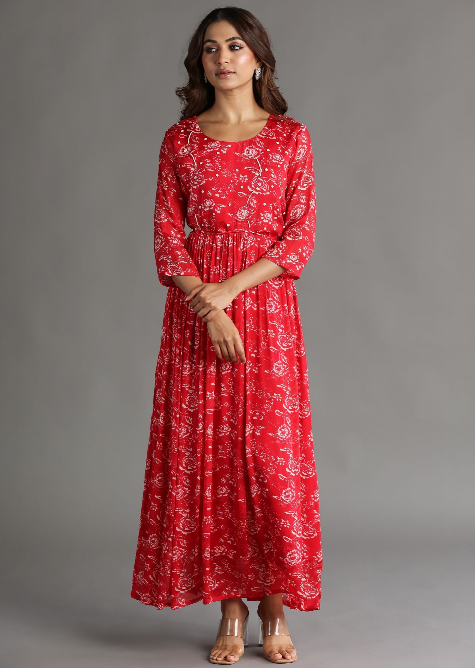 Red Chinnon Long Dress
