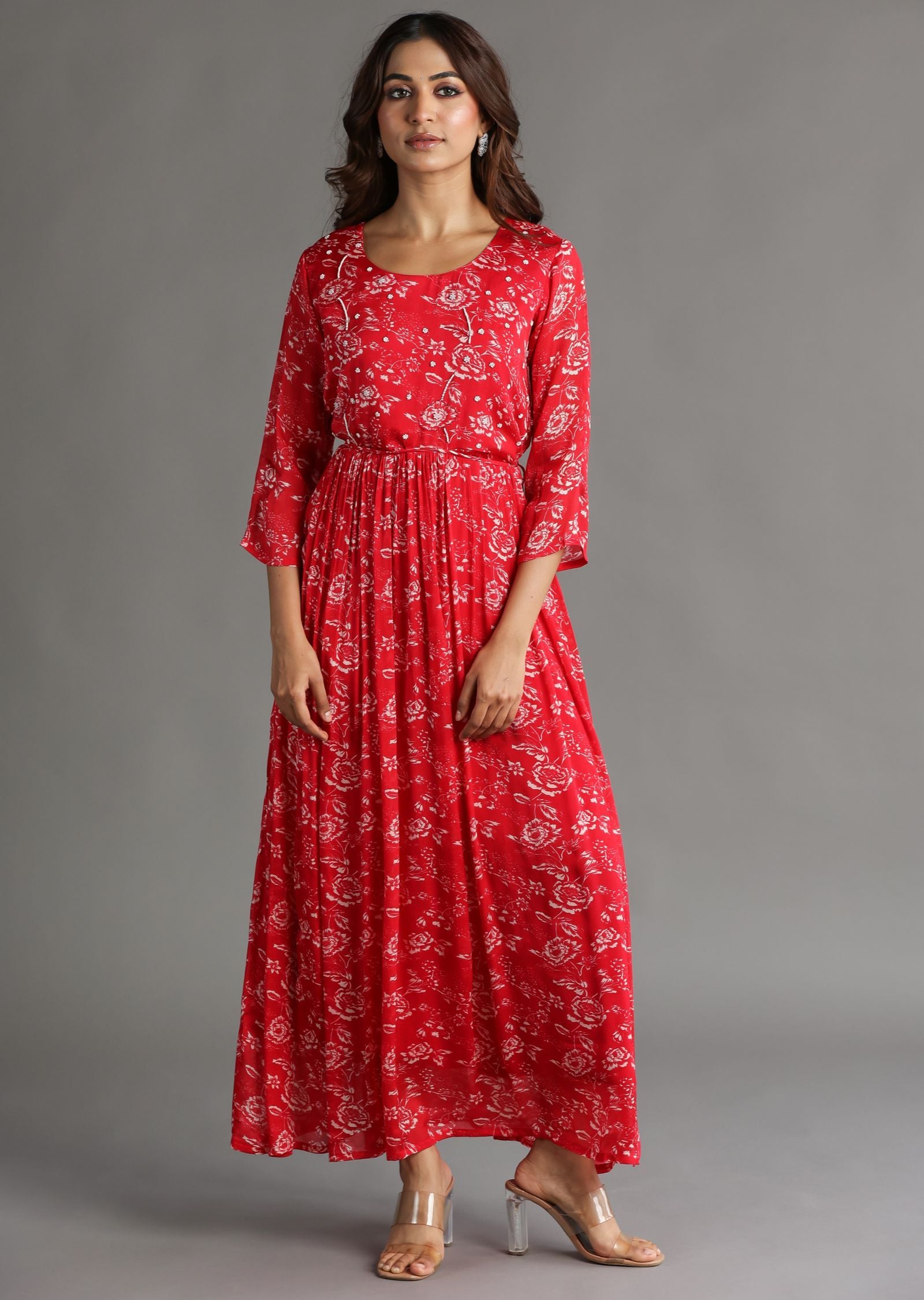 Red Chinnon Long Dress