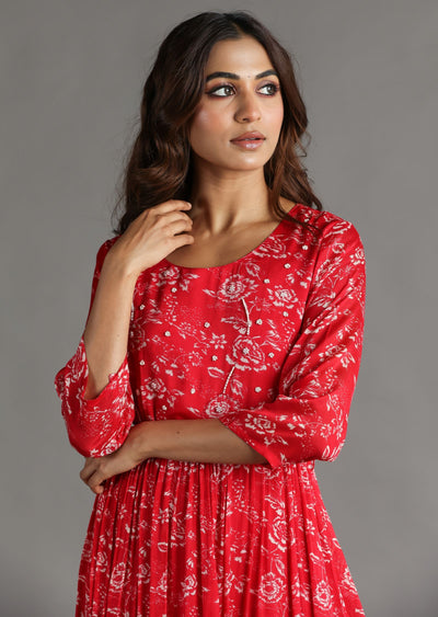 Red Chinnon Long Dress