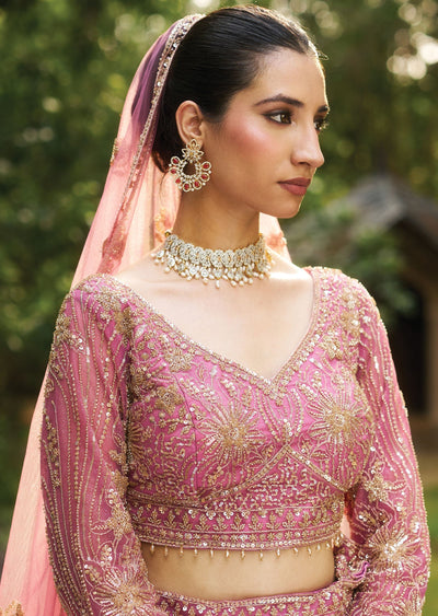 Onion Pink Net Lehenga Set