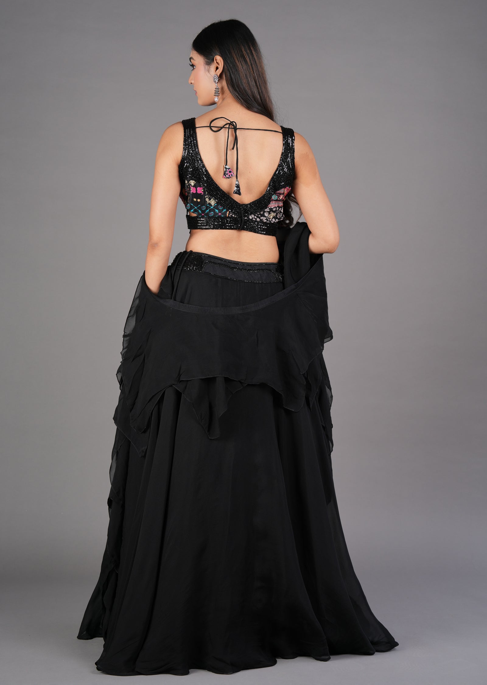 Black Organza Lehenga
