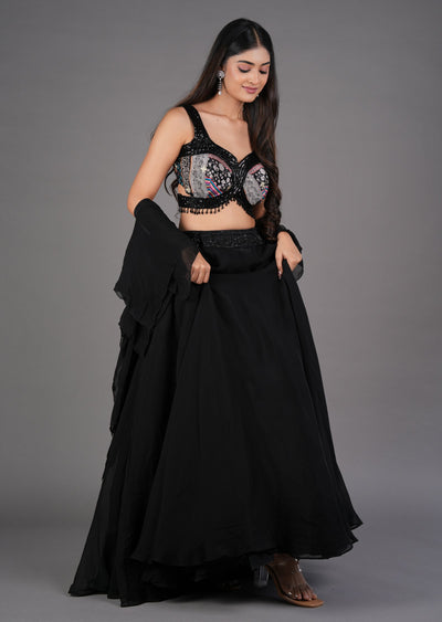 Black Organza Lehenga