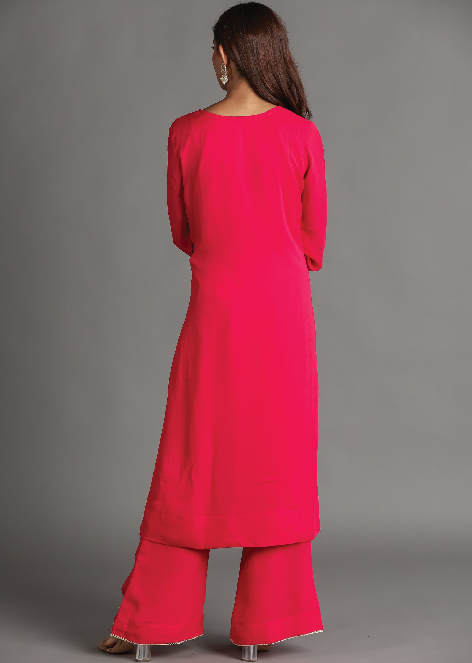 Pink Georgette Straight Cut Suit