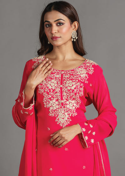 Pink Georgette Straight Cut Suit