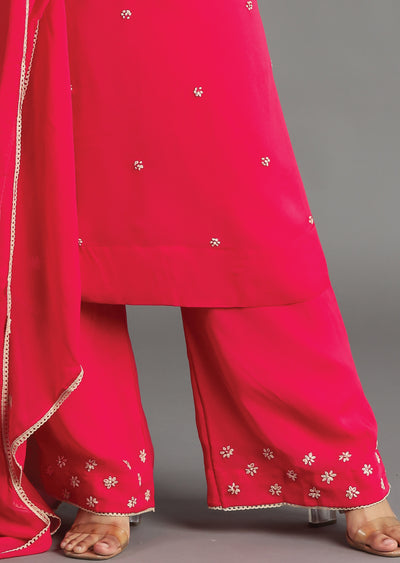 Pink Georgette Straight Cut Suit