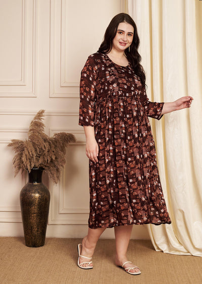 Dark Brown Chinnon Midi Dress