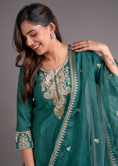 Dusty Green Russian Silk Straight Cut Suit