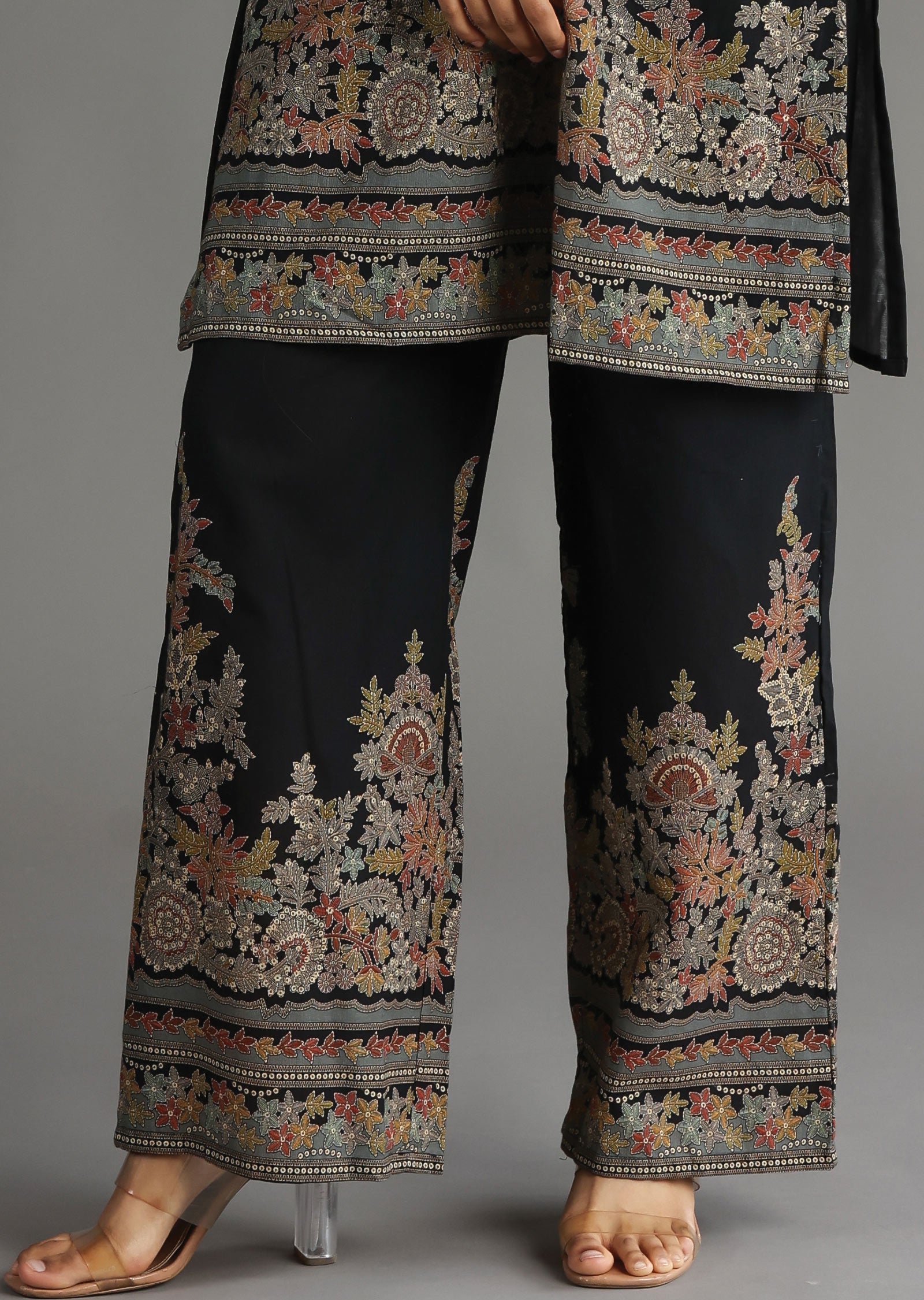 Navy Blue Cotton Straight Cut Kurti Set