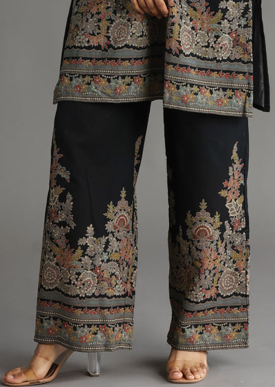 Navy Blue Cotton Straight Cut Kurti Set