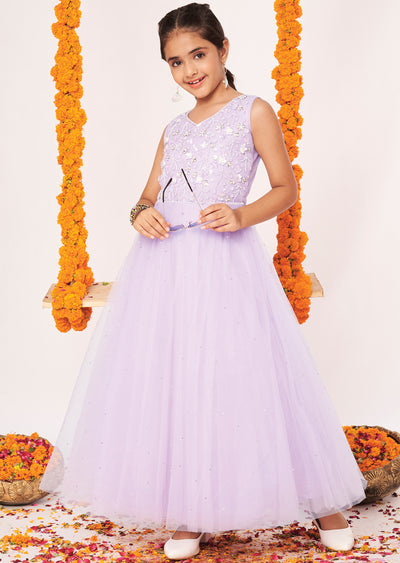 Lavender Net Ethnic Gown