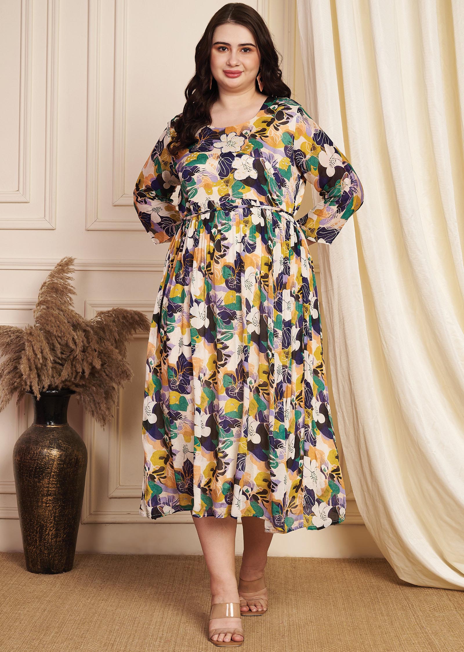 Cream Chinnon Midi Dress