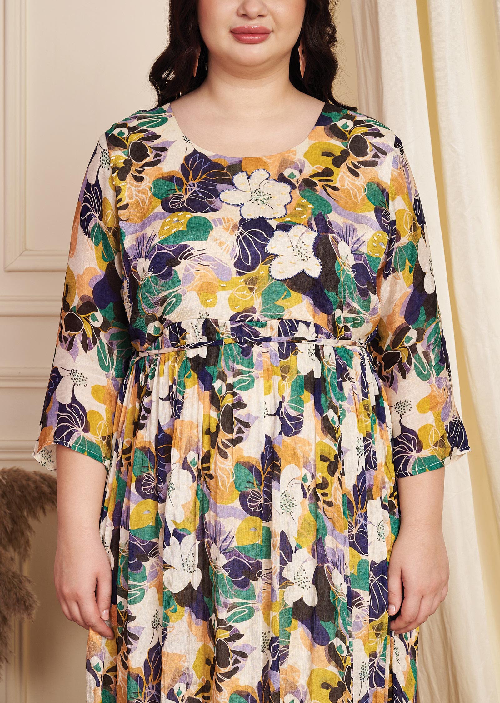 Cream Chinnon Midi Dress