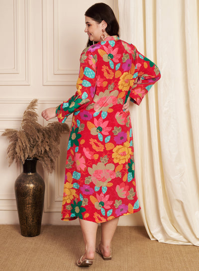 Rani Pink Crepe Midi Dress