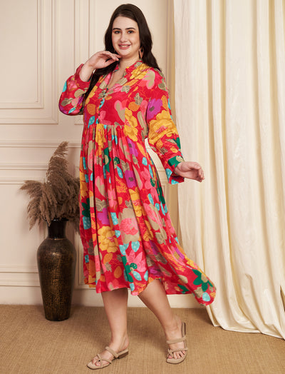 Rani Pink Crepe Midi Dress