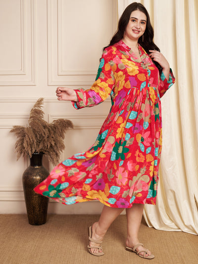 Rani Pink Crepe Midi Dress