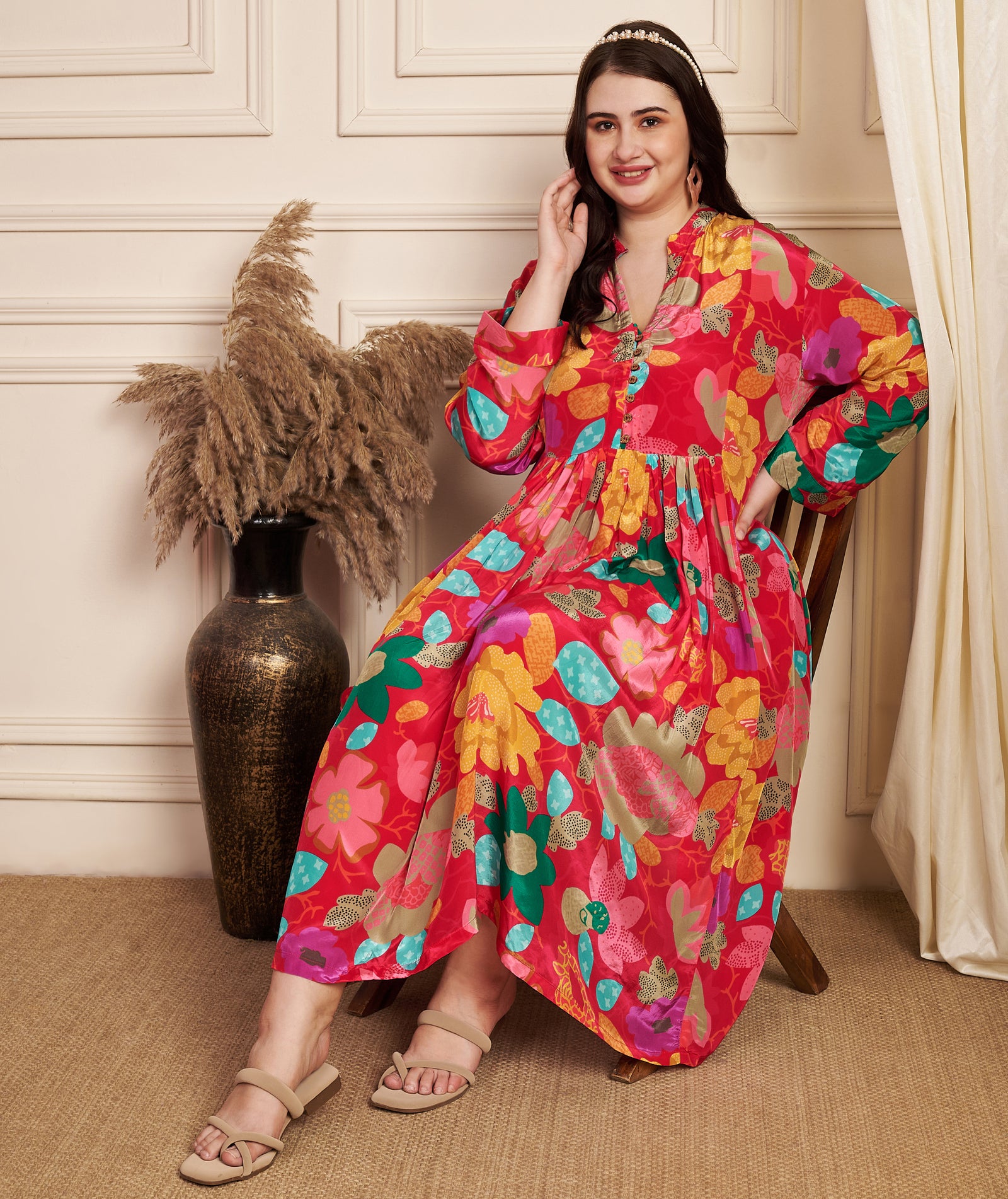 Rani Pink Crepe Midi Dress